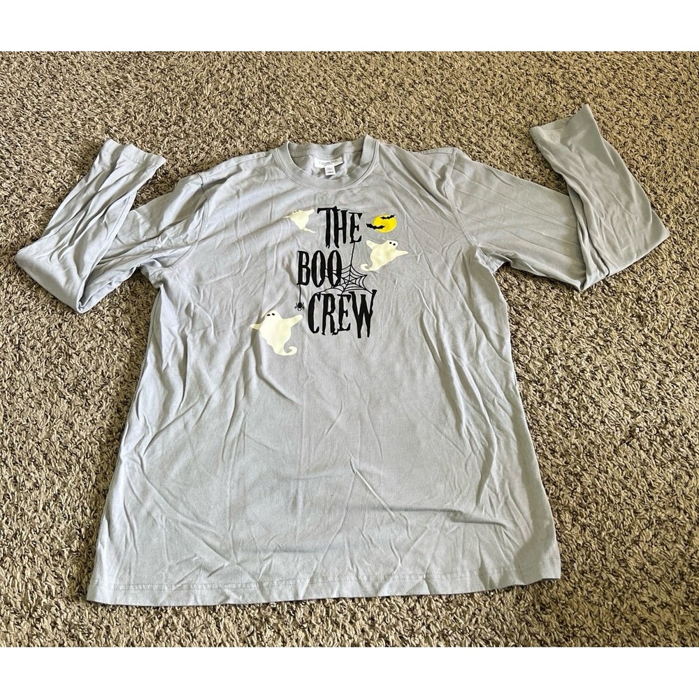 Macy's Family PJs Women's‎ Gray "The Boo Crew" Long Sleeve Tee Size Large